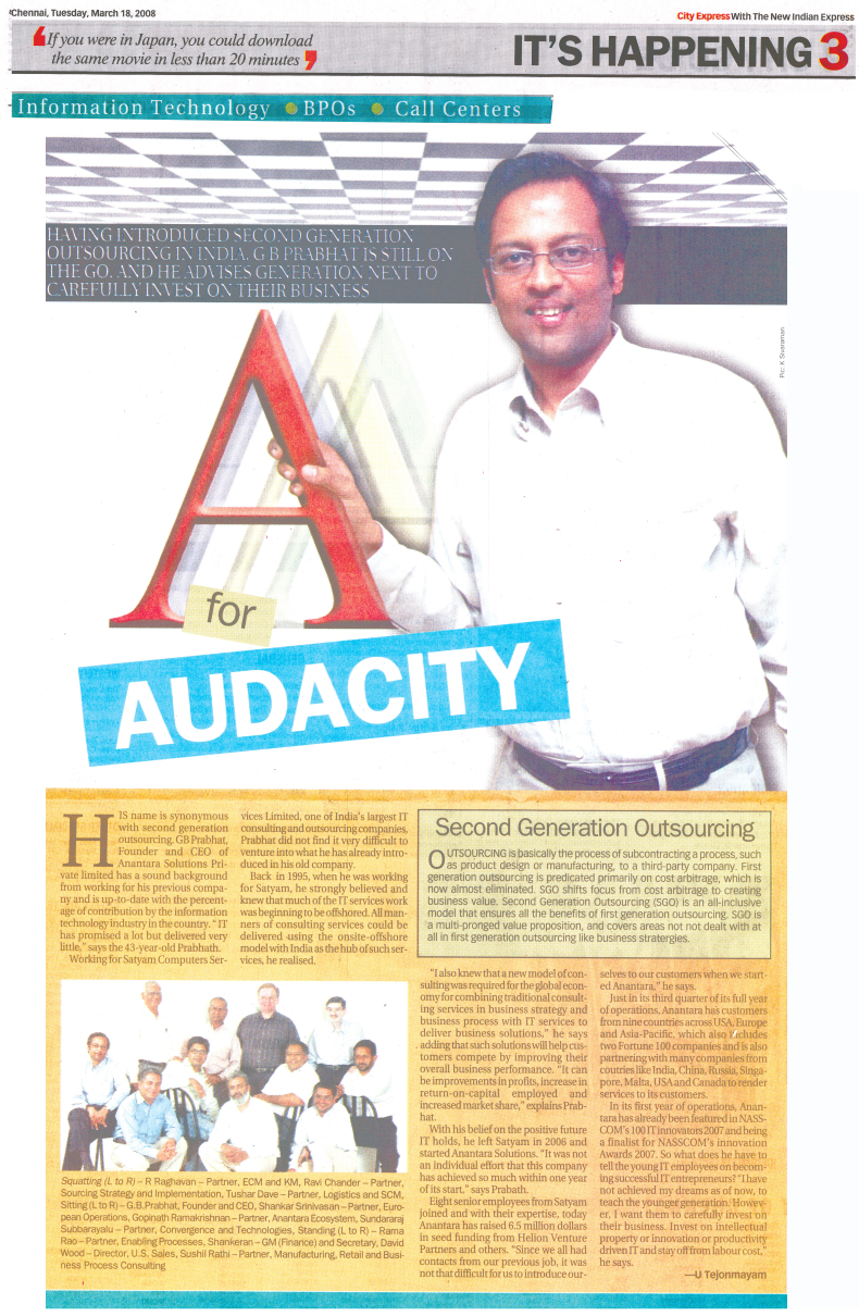 A Press Release about Anantara Solutions management team